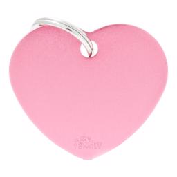 My Family Large Dog Tag Basic Heart i rosa